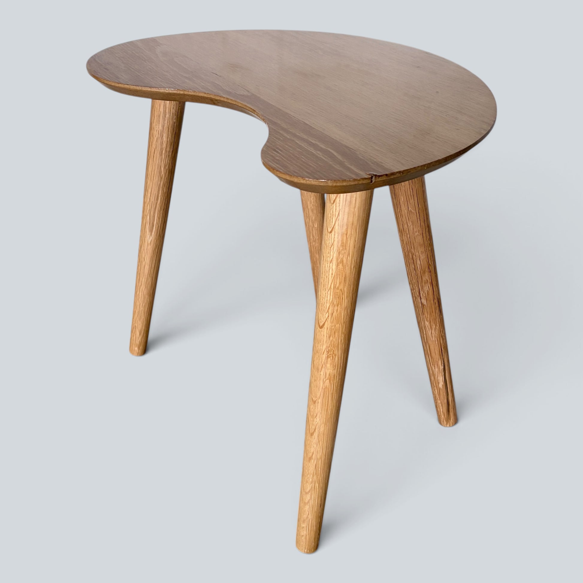 Mid Century Kidney Bean Oak Coffee Table Sculptural Organic Occasional Table