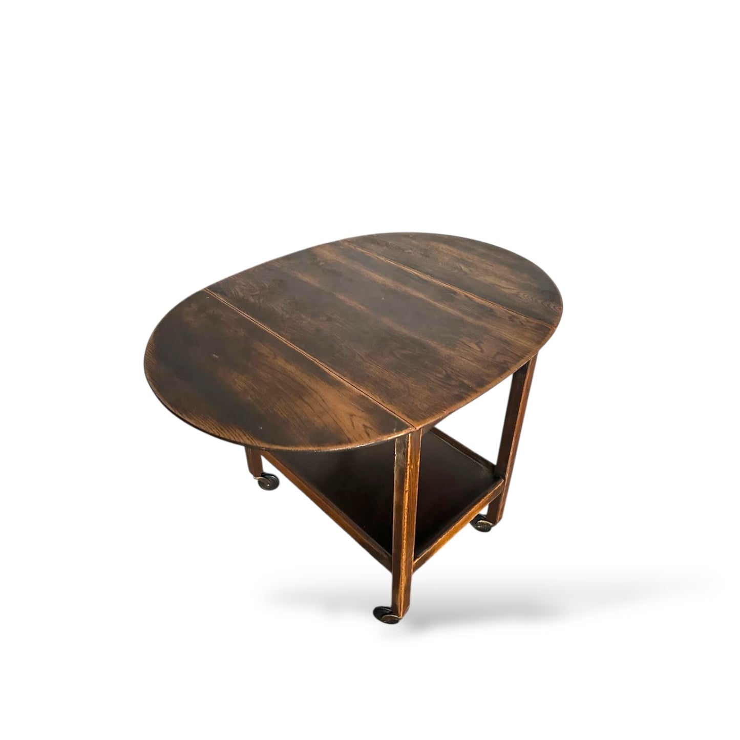Antique Oak Folding Drinks Trolley on Castors