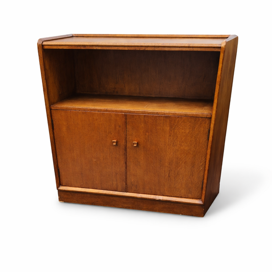 Vintage Oak Cabinet Bookcase with Cupboard Storage