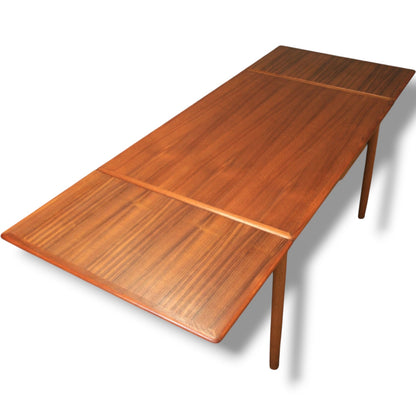 Mid Century Dining Table - Danish Draw Leaf Extending Solid Wood Table