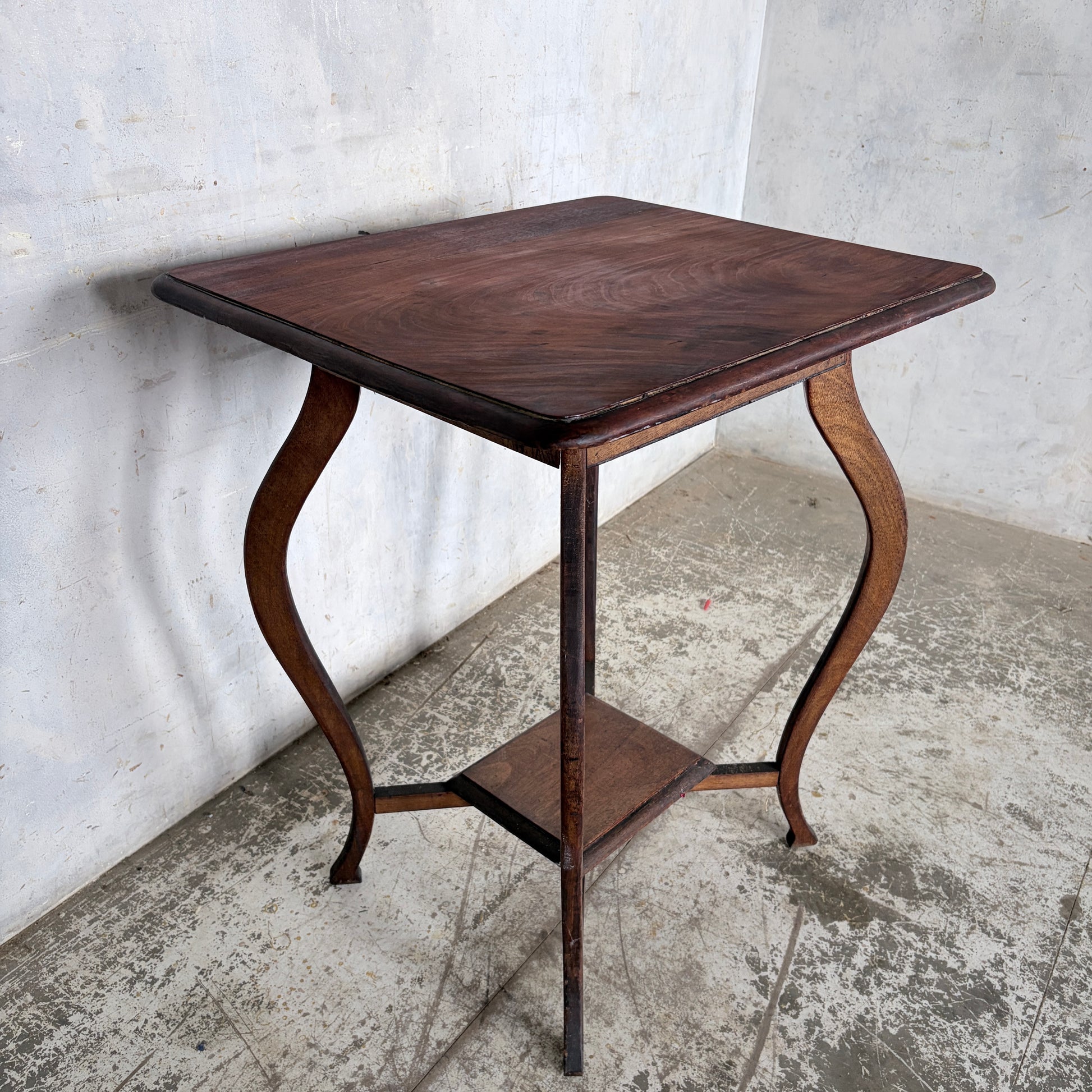 Antique Arts & Crafts Walnut Occasional Side Table | Art Nouveau Lamp Table with Undershelf
