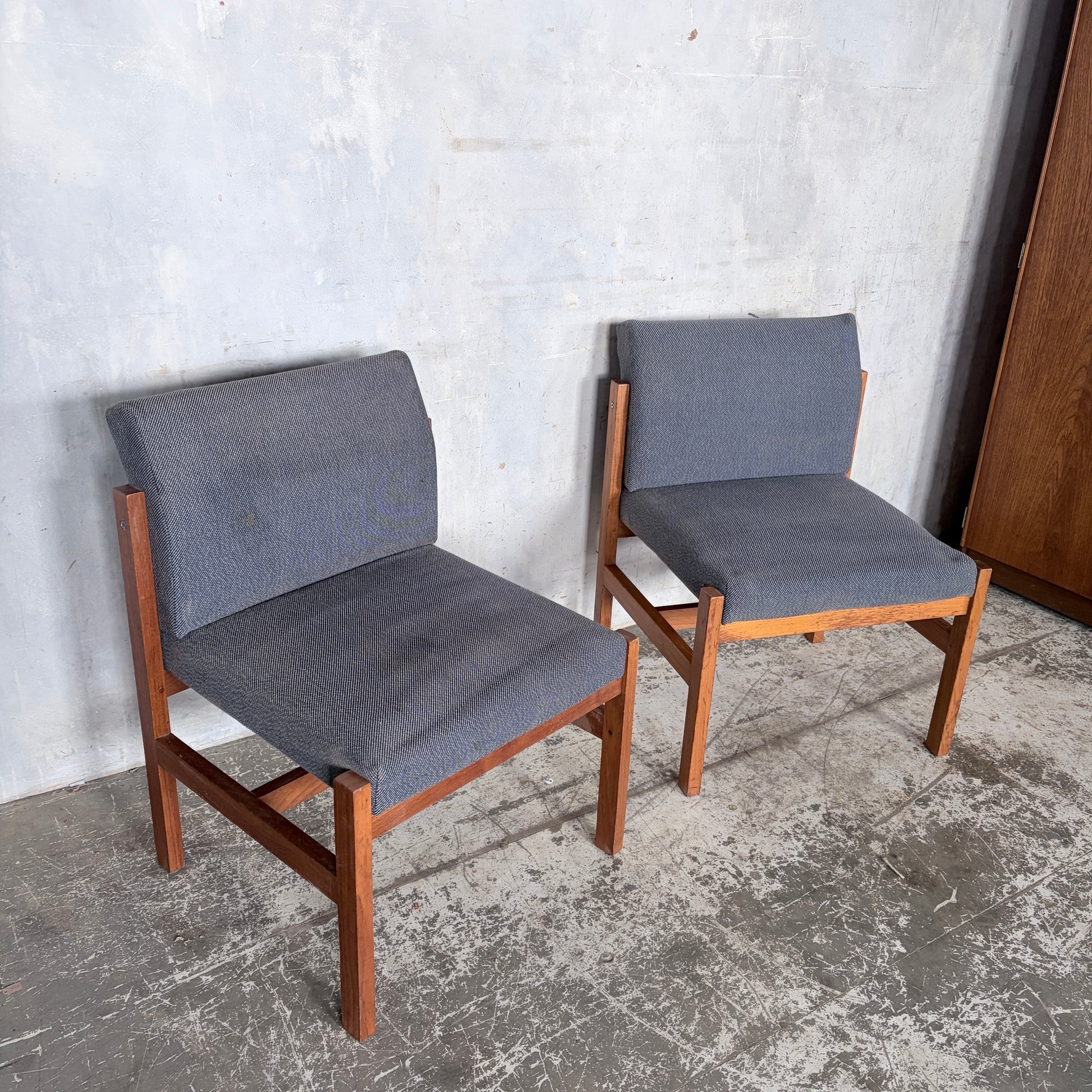 Pair of 1970s Brutalist Pine & Oak Lounge Chairs | Mid Century