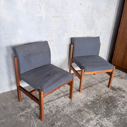 Pair of 1970s Brutalist Pine & Oak Lounge Chairs | Mid Century