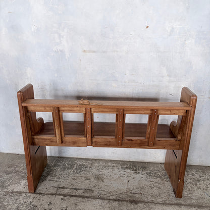 1950s Yorkshire Oak & Pine Church Pew Bench with Hand-Carved Mouse | Mouseman Inspired