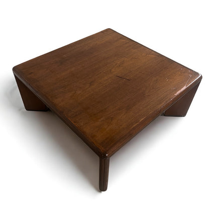 Mid Century Dark Wood Brutalist Tea Table