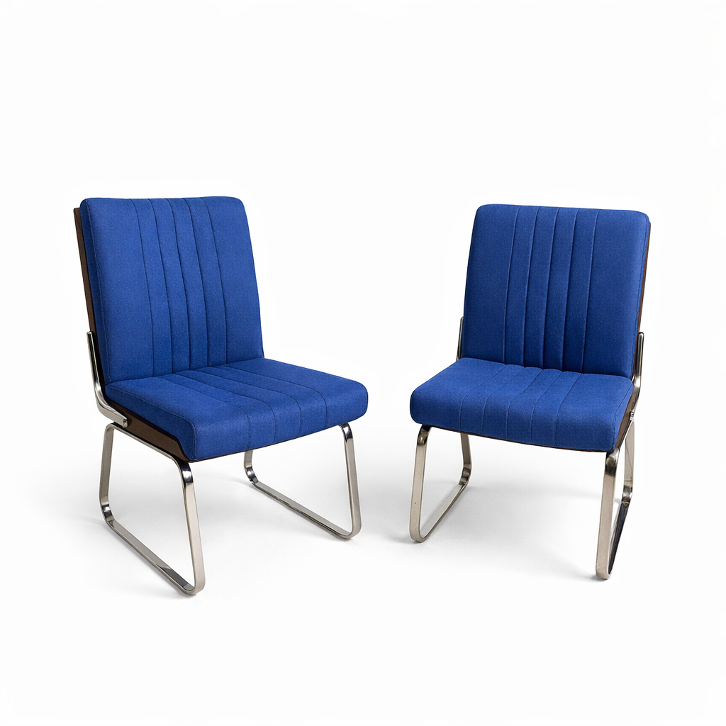 Pair of Mid-Century Chrome & Rosewood Dining Chairs by Gordon Russell for Verco