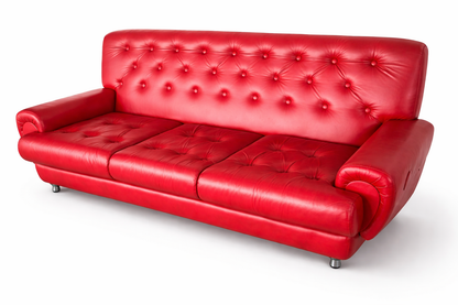 Mid Century Vintage Red Leather 3-Seater Sofa