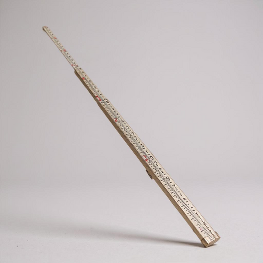 Vintage 12ft Wooden Folding Measuring Stick | Surveyor’s Water Level Ruler | Antique Carpenter’s Tool | Engineering Hydrology Tool