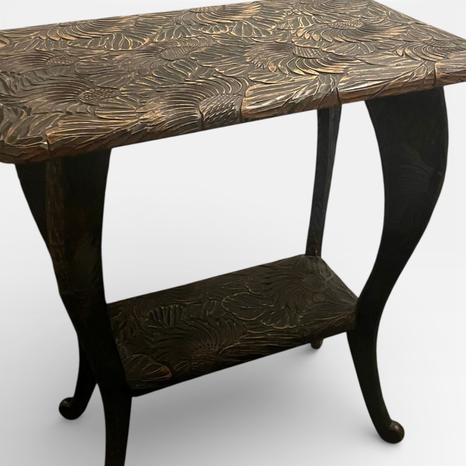 Antique Liberty & Co Japanese Carved Arts & Crafts Side Table / Plant Stand, c.1900 — view 8
