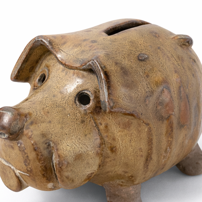 Vintage Studio Pottery Pig Money Bank – Handcrafted Ceramic Piggy Bank