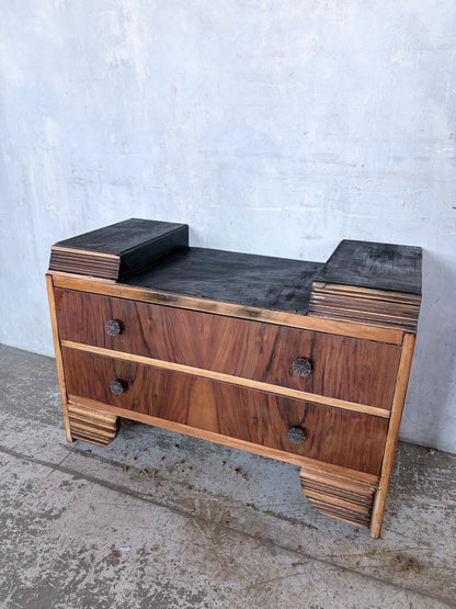 Compact Art Deco Walnut and Oak Chest of Drawers