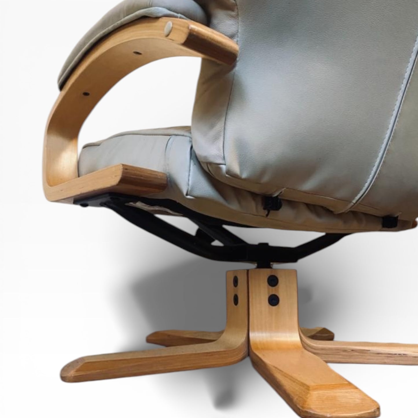 Scandinavian Swivel Lounge Chair – Mid-Century Armchair with Leather Footstool