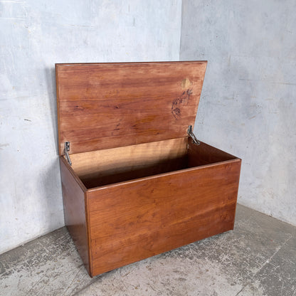 Mid Century Teak Storage Blanket Box Chest on Castors