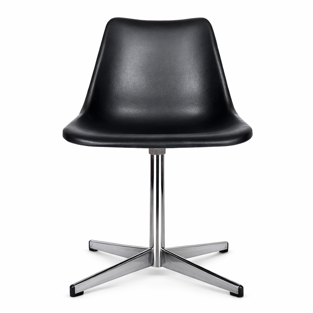 Vintage Robin Day Swivel Chair – Black Shell with Chrome Base