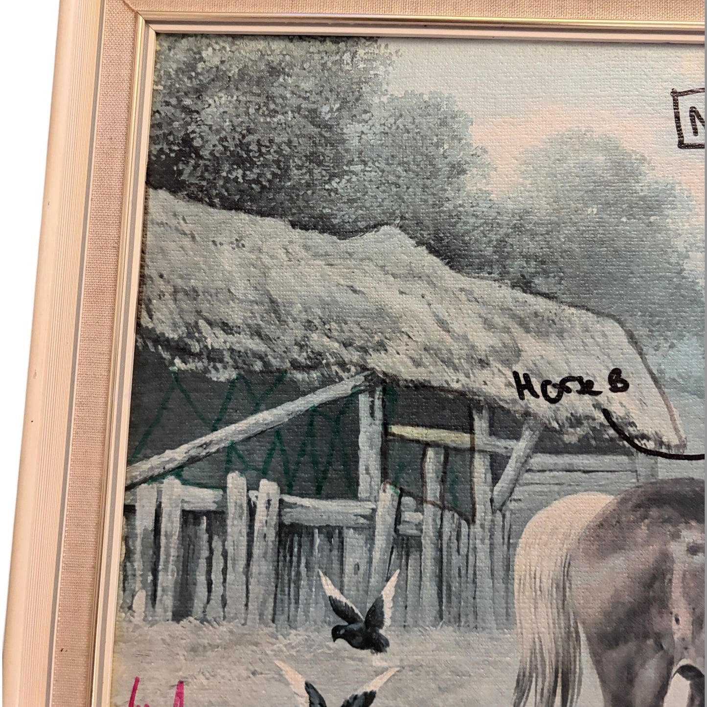 Contemporary Anti-Art Print – One-Off Hand-Annotated Horse Mixed Media Artwork