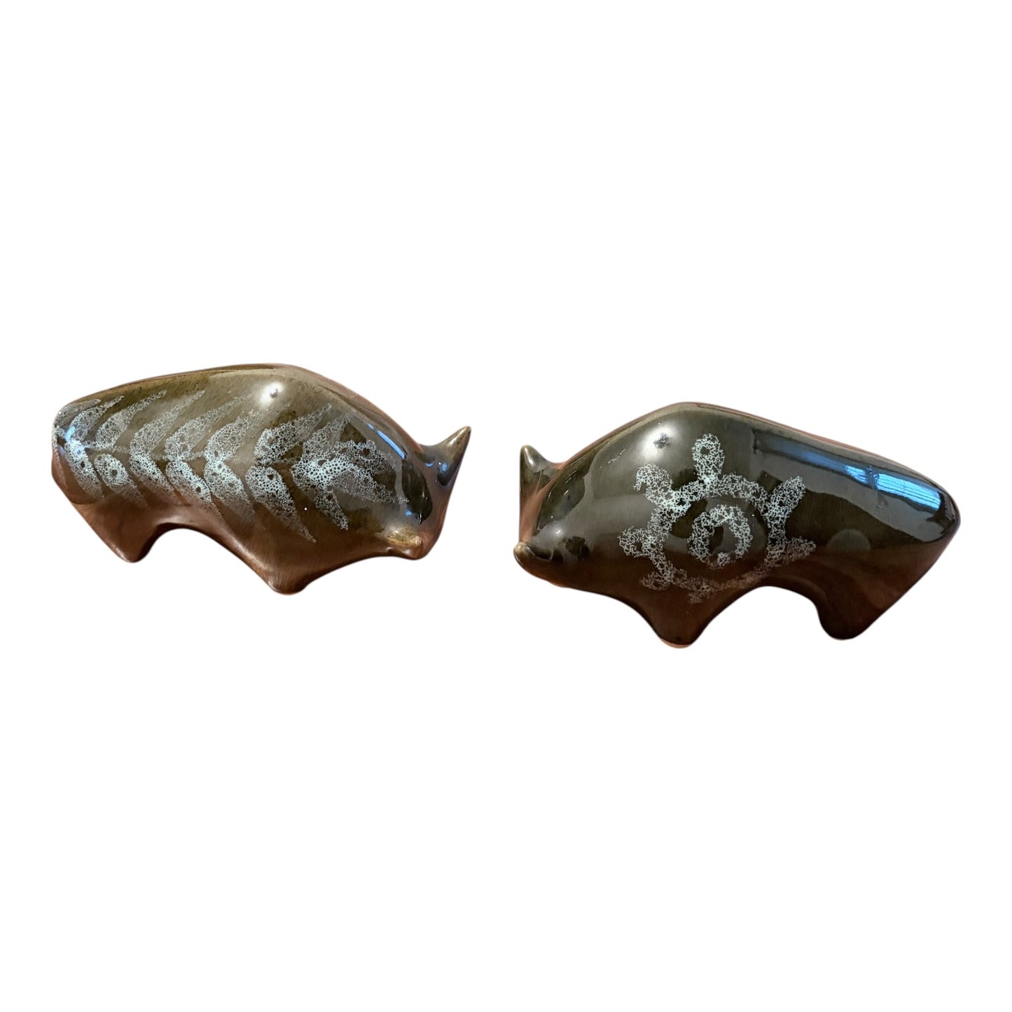 Elizabeth Skipworth Studio Pottery Bulls – Pair Vintage Lotus Pottery Animal Figures