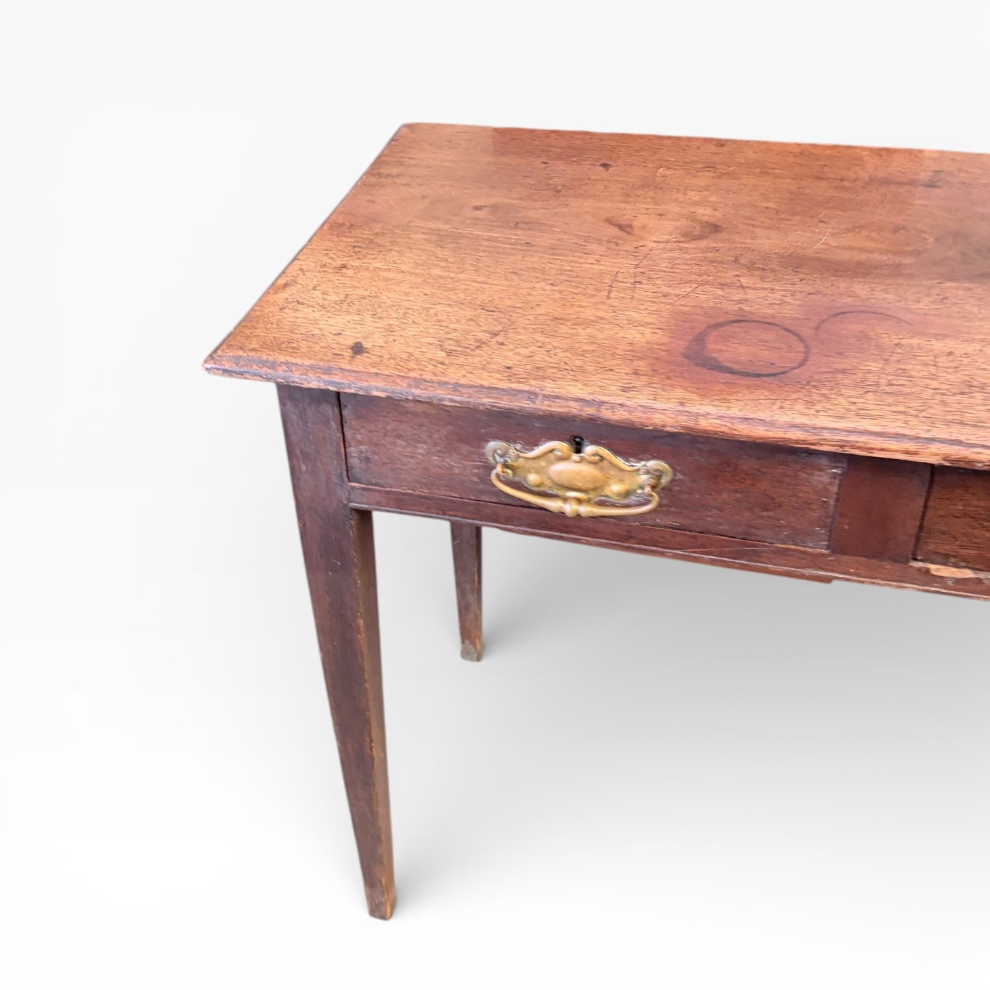 Antique Oak Desk – Vintage Writing Desk with Brass Handles | Compact Home Office