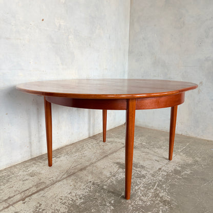 Mid Century Danish Teak Round Extending Dining Table