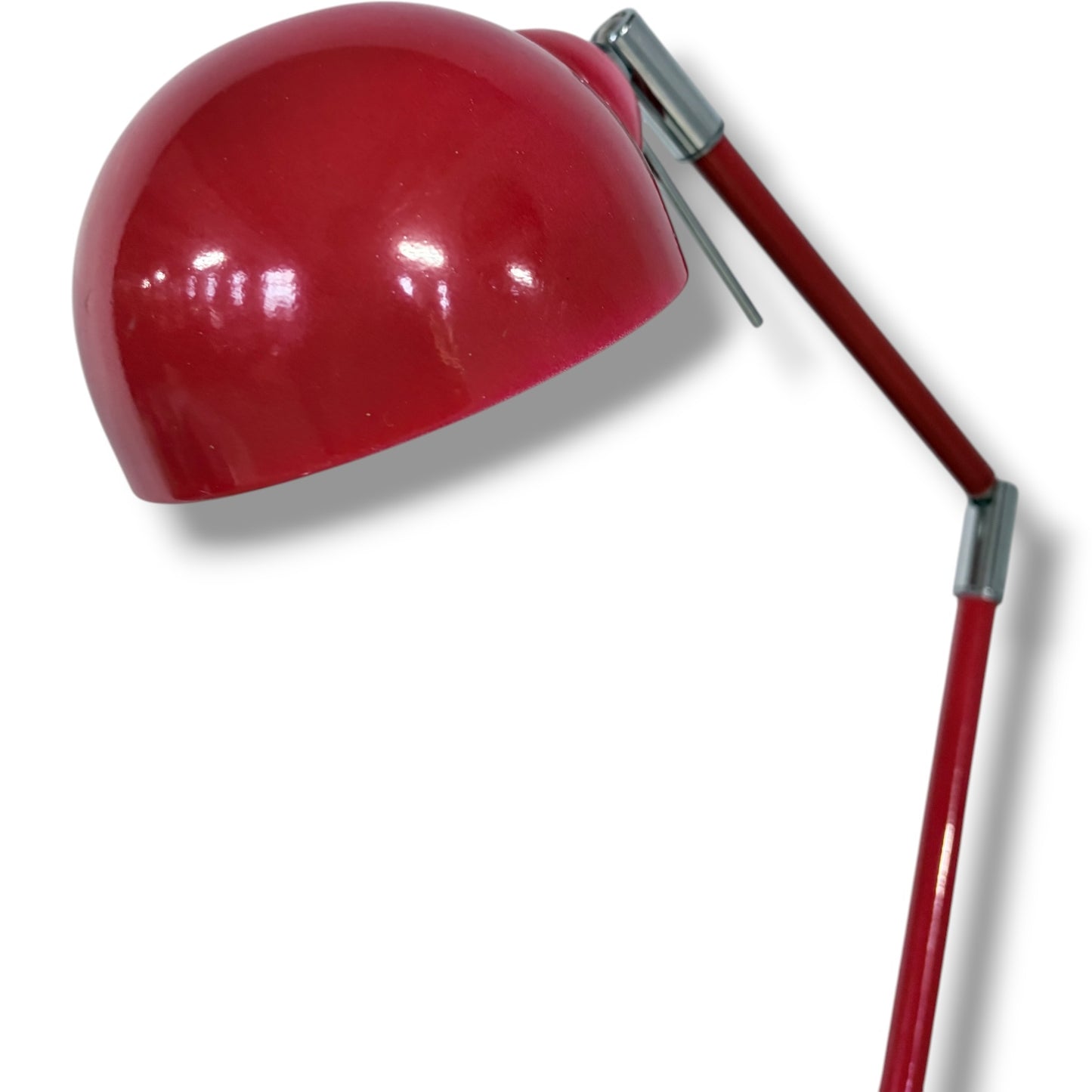 Vintage Desk Lamp - Adjustable Red Mid Century Modern Task Light with Chrome Joints