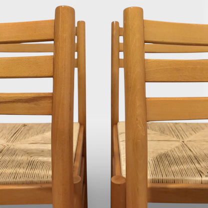 Italian Beech Dining Chairs – Set of Two Vintage Ladder Back Chairs