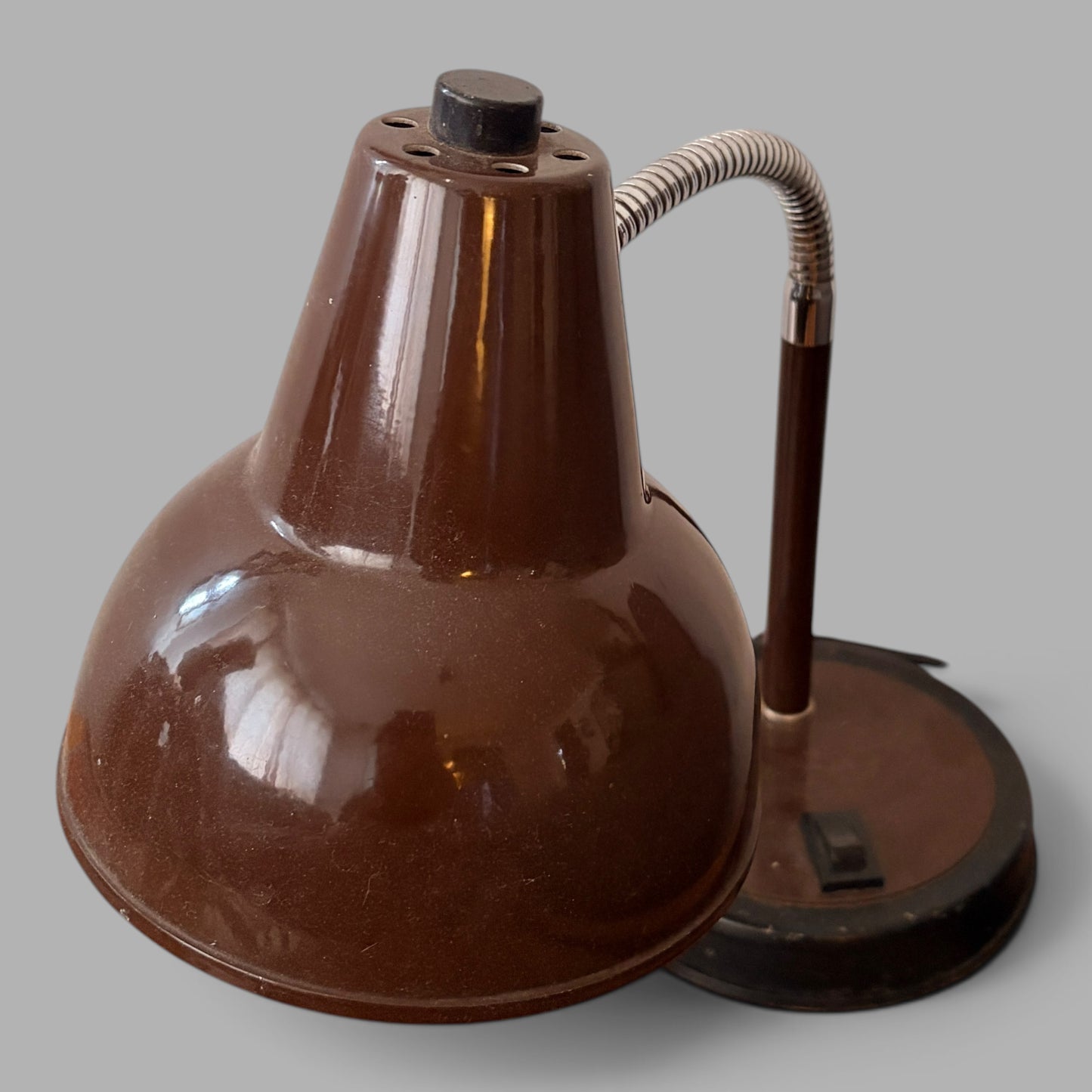 Vintage Italian Mid Century Chocolate Brown Adjustable Table Lamp