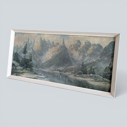 Vintage Framed Mountain Landscape Print by Arno Lemke – ‘The Dolomites’