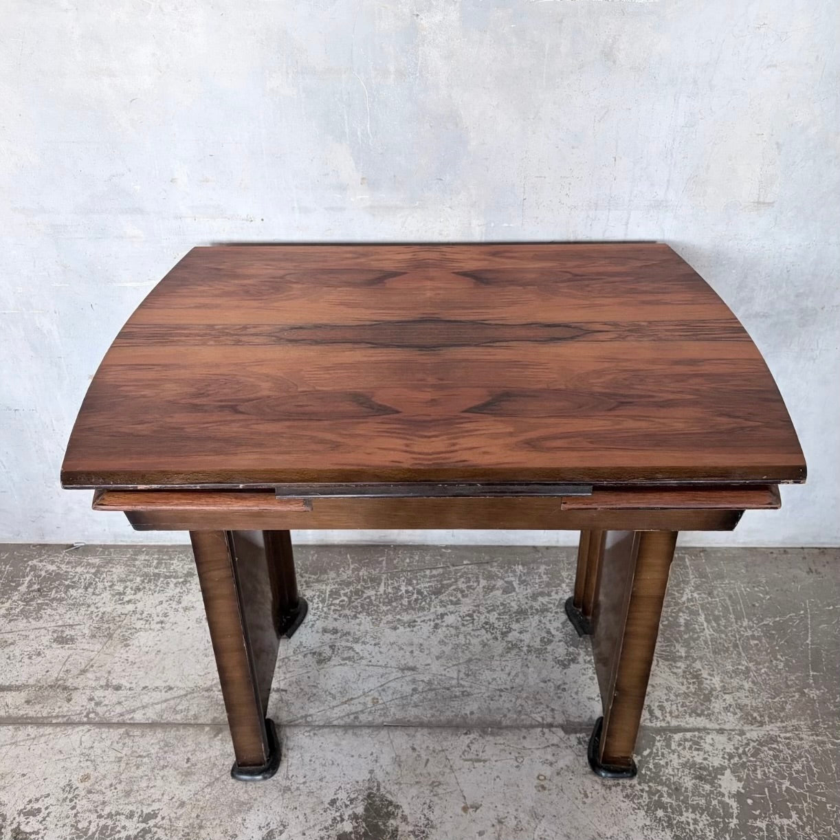 Art Deco Burr Walnut Draw Leaf Extending Dining Table
