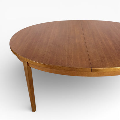 Mid Century Teak Table - Extending Oval Dining Table With Integrated Centre Leaf
