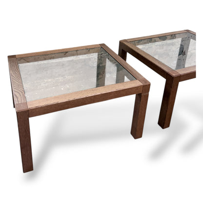 Mid-Century Italian Walnut & Smoked Glass Coffee Tables Pair