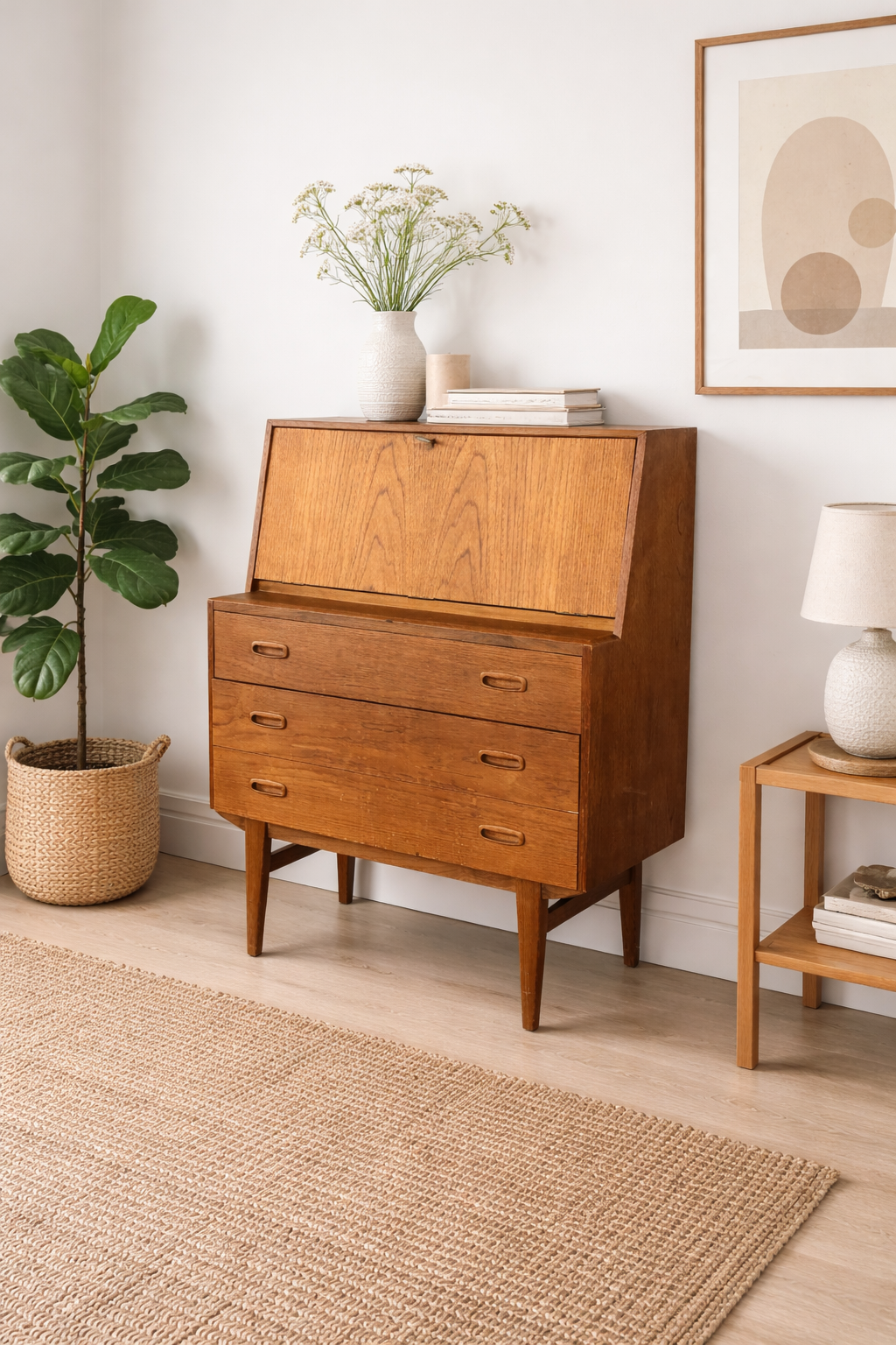Danish Mid-Century Compact Teak Writing Bureau
