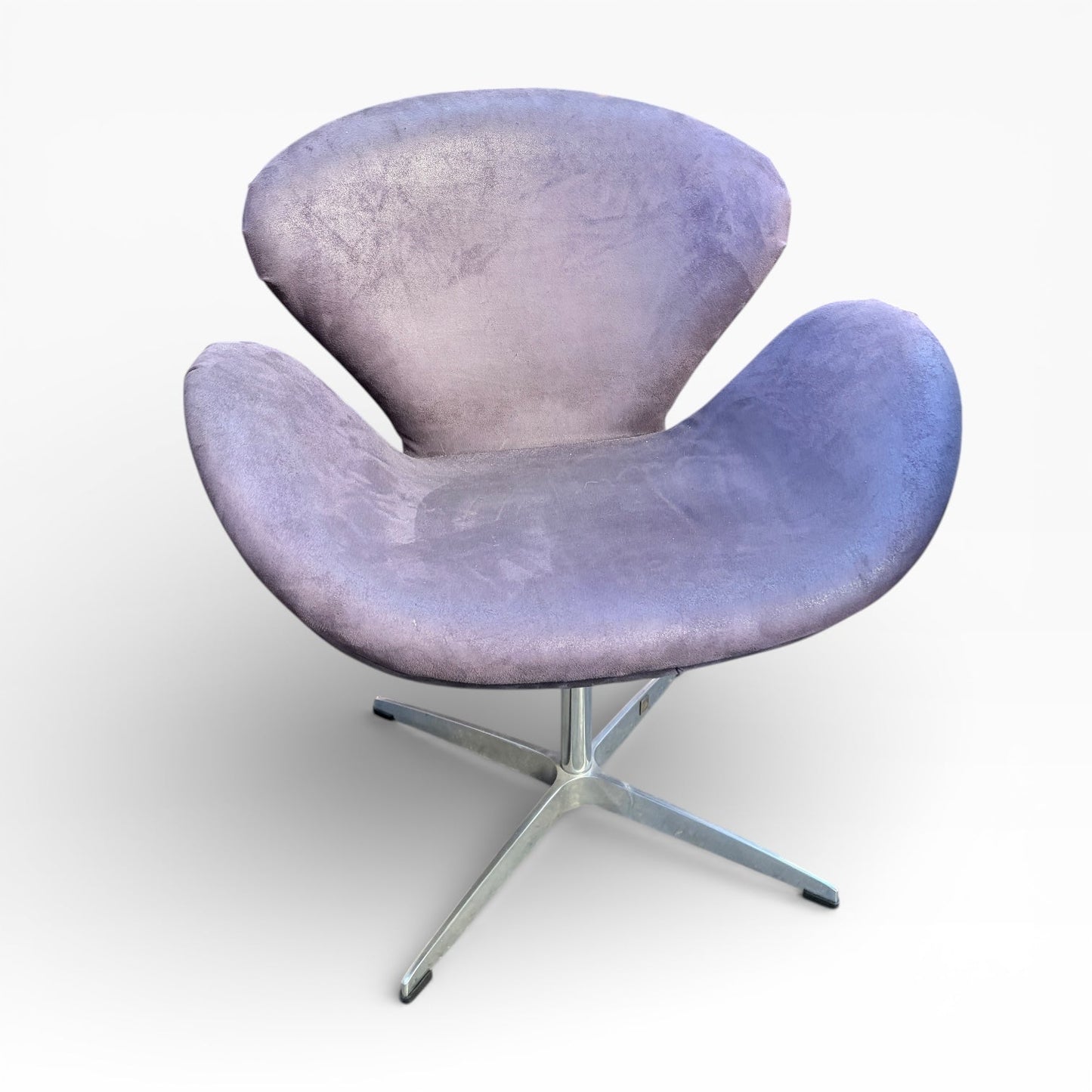 Mid Century Purple Swivel Lounge Chair with Chrome Base