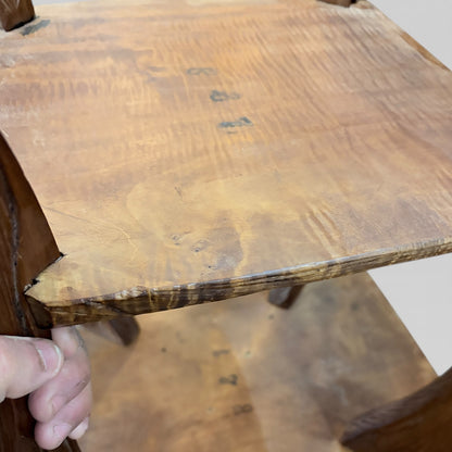 Liberty of London Table - Hand Carved Vintage Accent Table Featuring Botanical Relief Carving