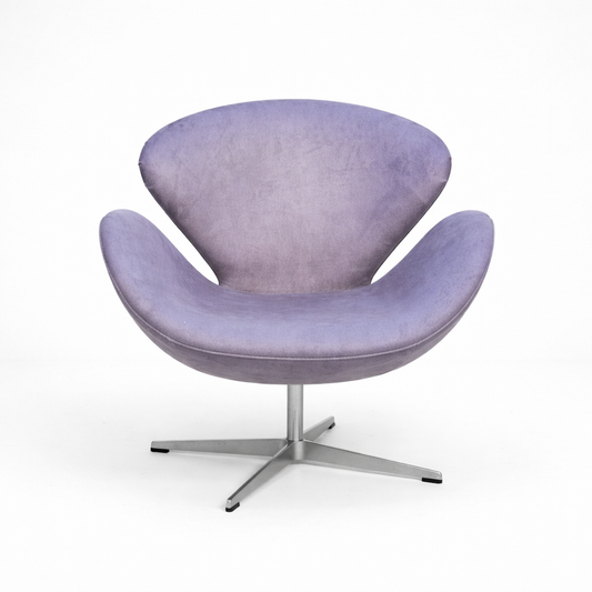 Mid Century Purple Swivel Lounge Chair with Chrome Base