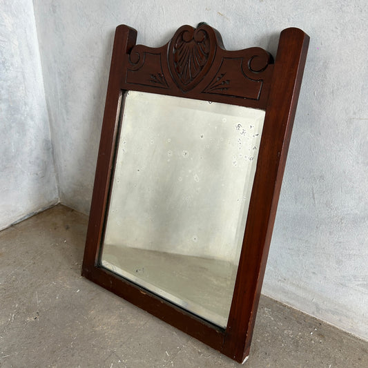 Antique French Dark Wood Country Mirror