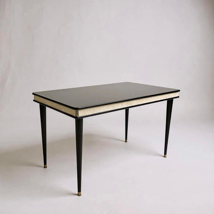Mid Century Italian Umberto Mascagni Dining Table | Space Age Ebonised & Silver Dining Table