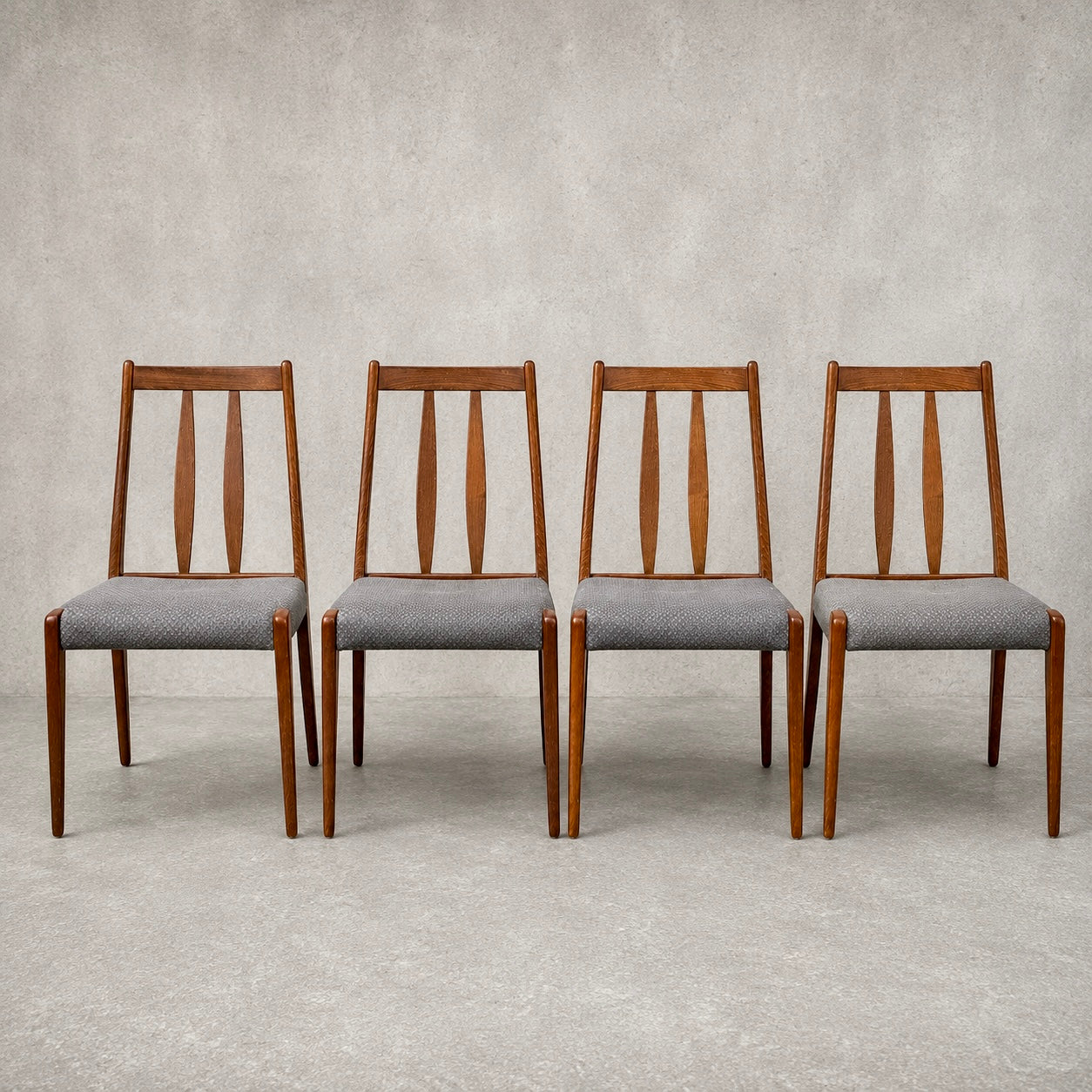 Mid Century Set of Four Danish Teak Dining Chairs by Dyrlund