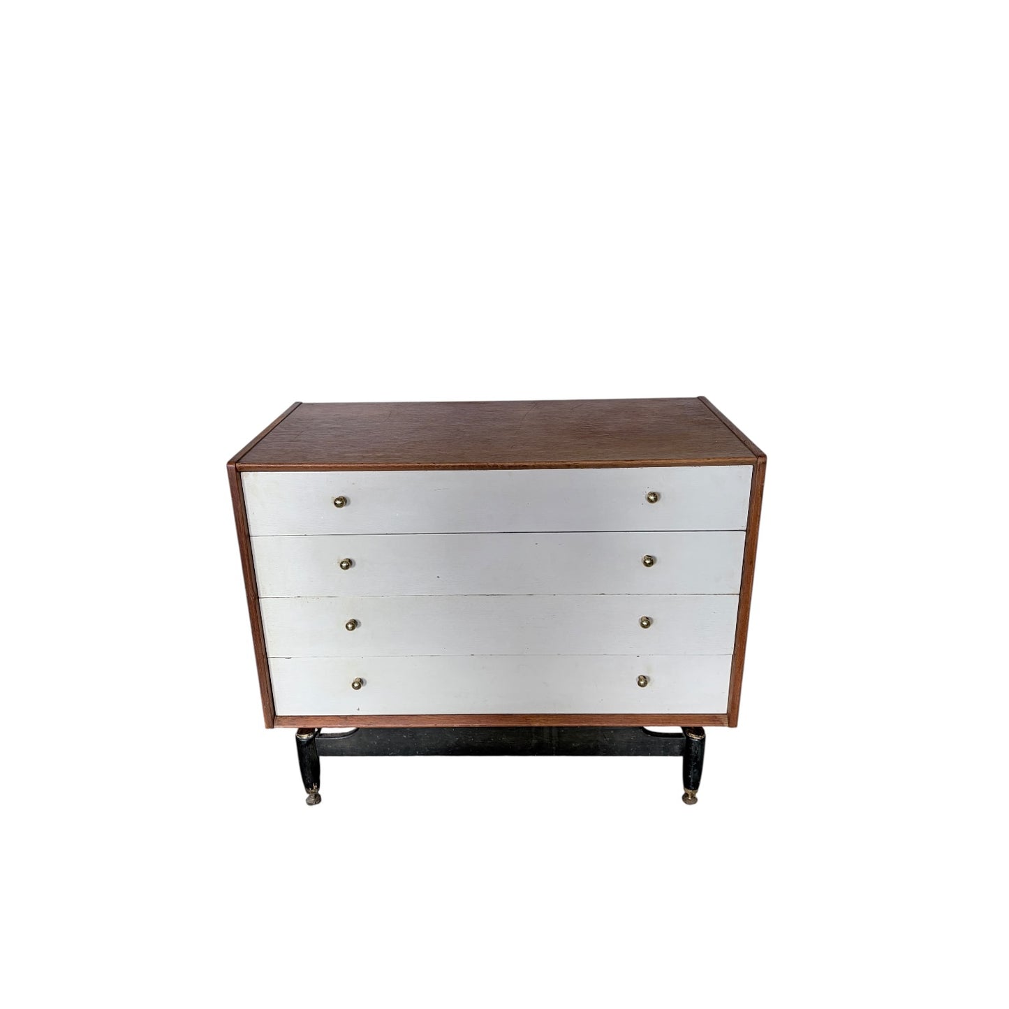 Mid Century E. Gomme Librenza Chest of Drawers – Teak & White with Brass Handles