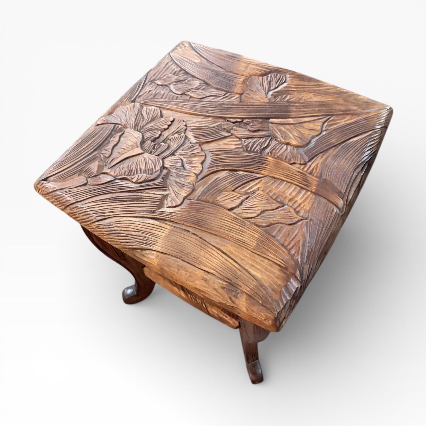 Liberty of London Antique Japanese Carved Fruitwood Side Table