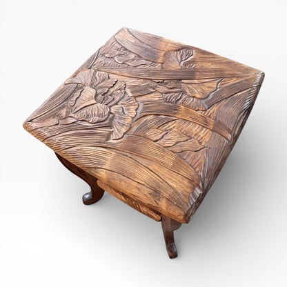 Liberty of London Antique Japanese Carved Fruitwood Side Table