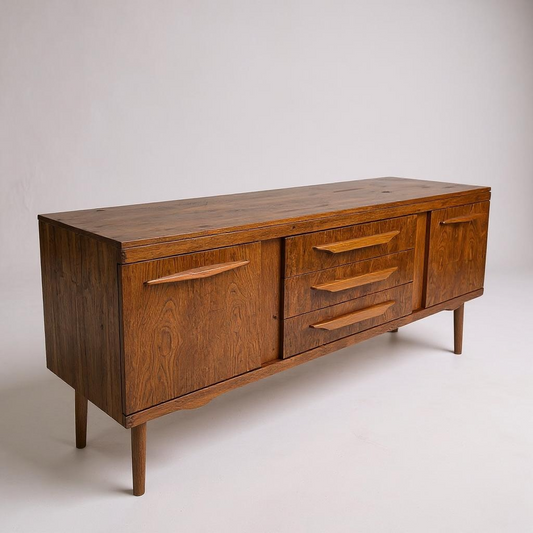 Mid Century Modern Teak Sideboard – Elliot’s of Newbury Credenza | Vintage MCM Storage Cabinet | Retro Danish Style Furniture