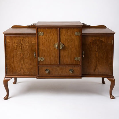 Art Deco Burr Walnut Queen Anne Drinks Cabinet