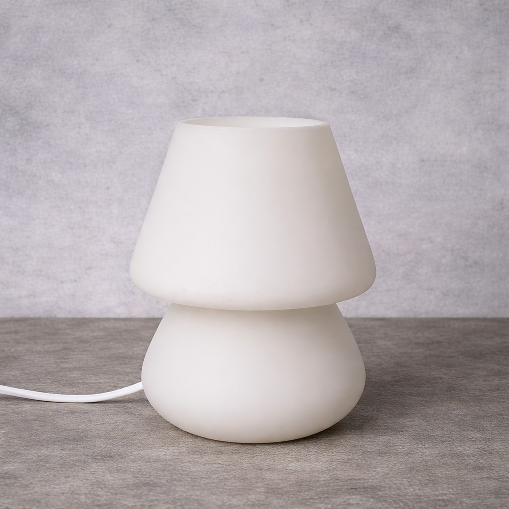 Mid Century Frosted Glass Mushroom Table Lamp