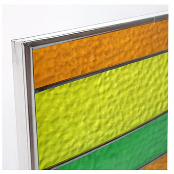 Vintage Stained Glass Window Panel – Mid Century Geometric Design