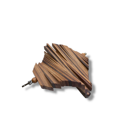 Teak & Oak Helix Sculpture – Handcrafted Wooden Art Piece