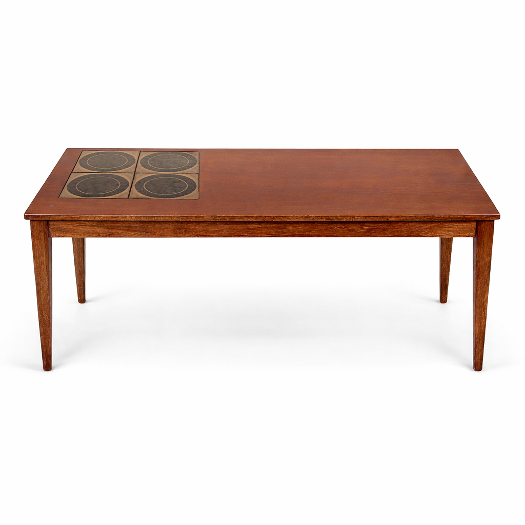 Mid Century Danish Domino Teak Tile Coffee Table