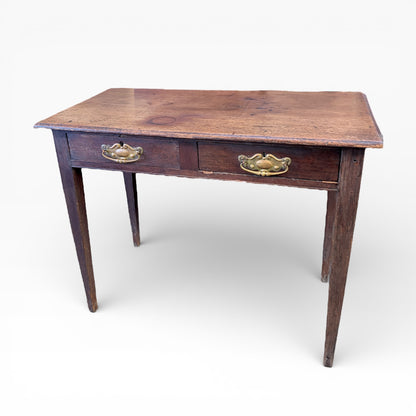 Antique Oak Desk – Vintage Writing Desk with Brass Handles | Compact Home Office