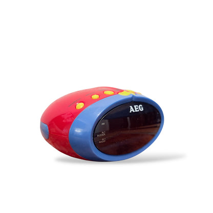 Vintage AEG Clock Radio – Postmodern Red & Blue Design