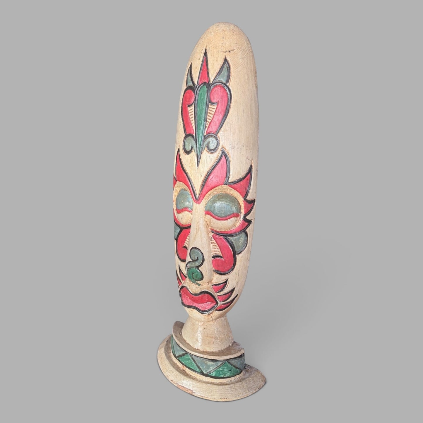 Vintage Indonesian Hand-Carved & Painted Tribal Figure Sculpture – Folk Art