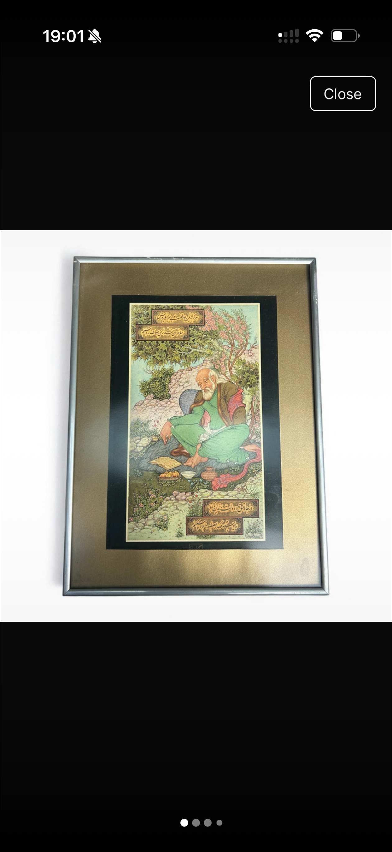 Framed Persian Miniature Art Print – Vintage Middle Eastern Scholar Illustration