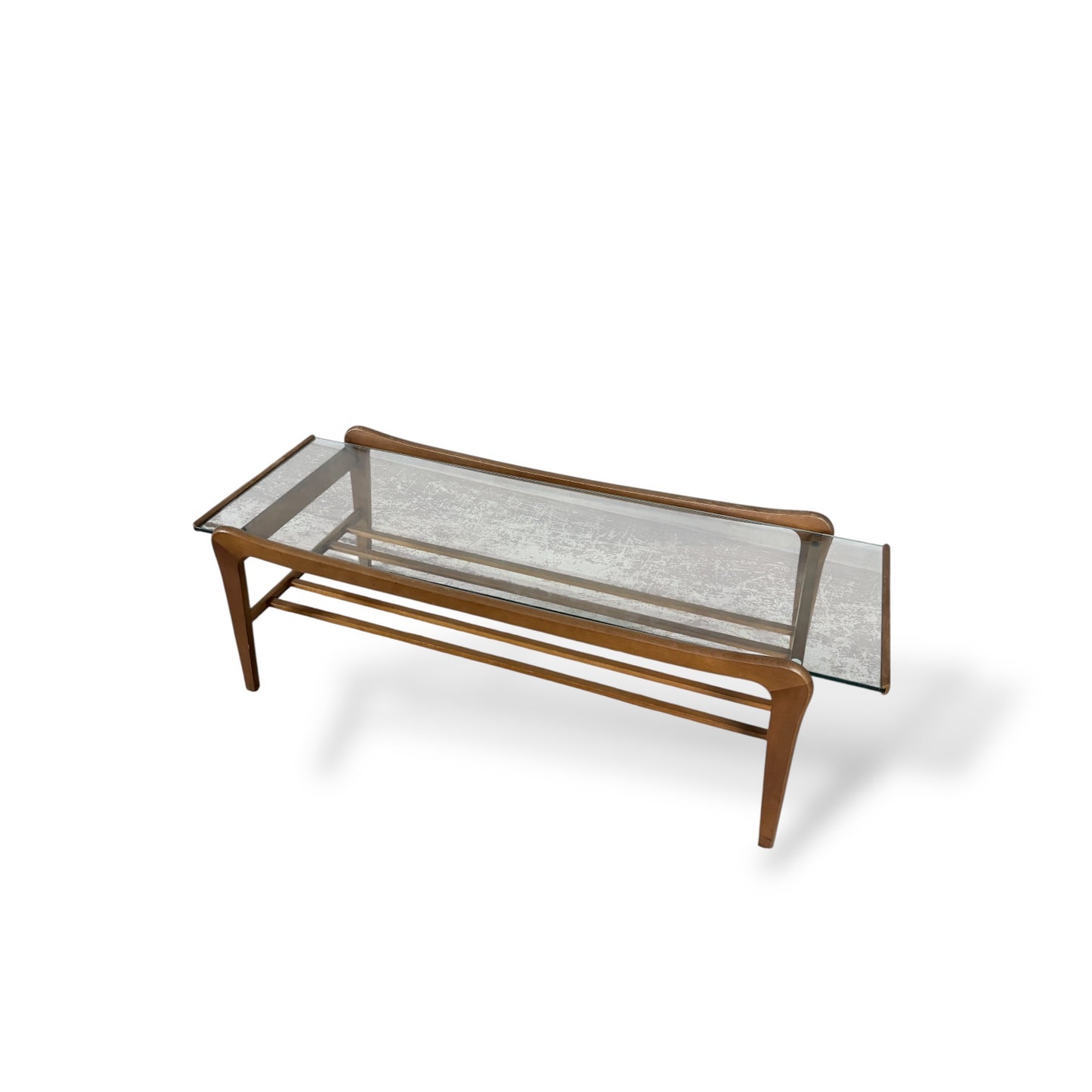 G Plan Glass and Teak Curved Coffee Table — view 3